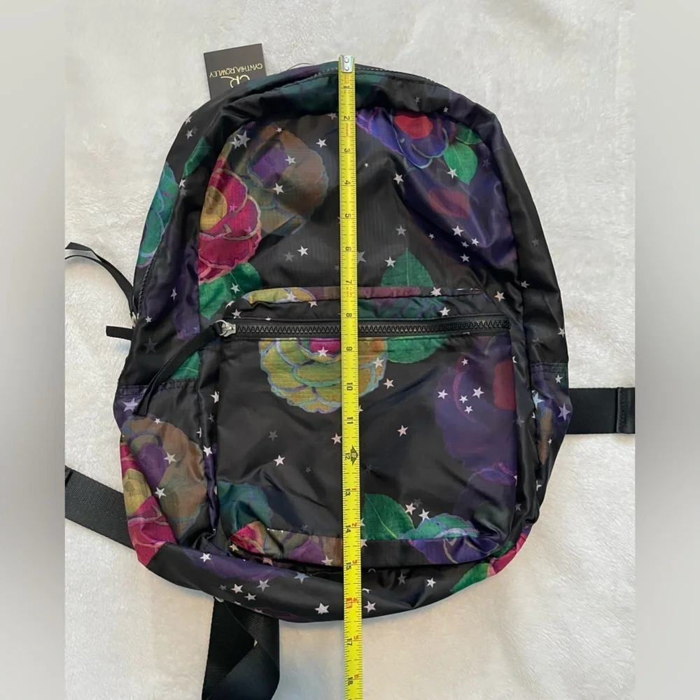 Cynthia Rowley Starry black floral backpack NWT